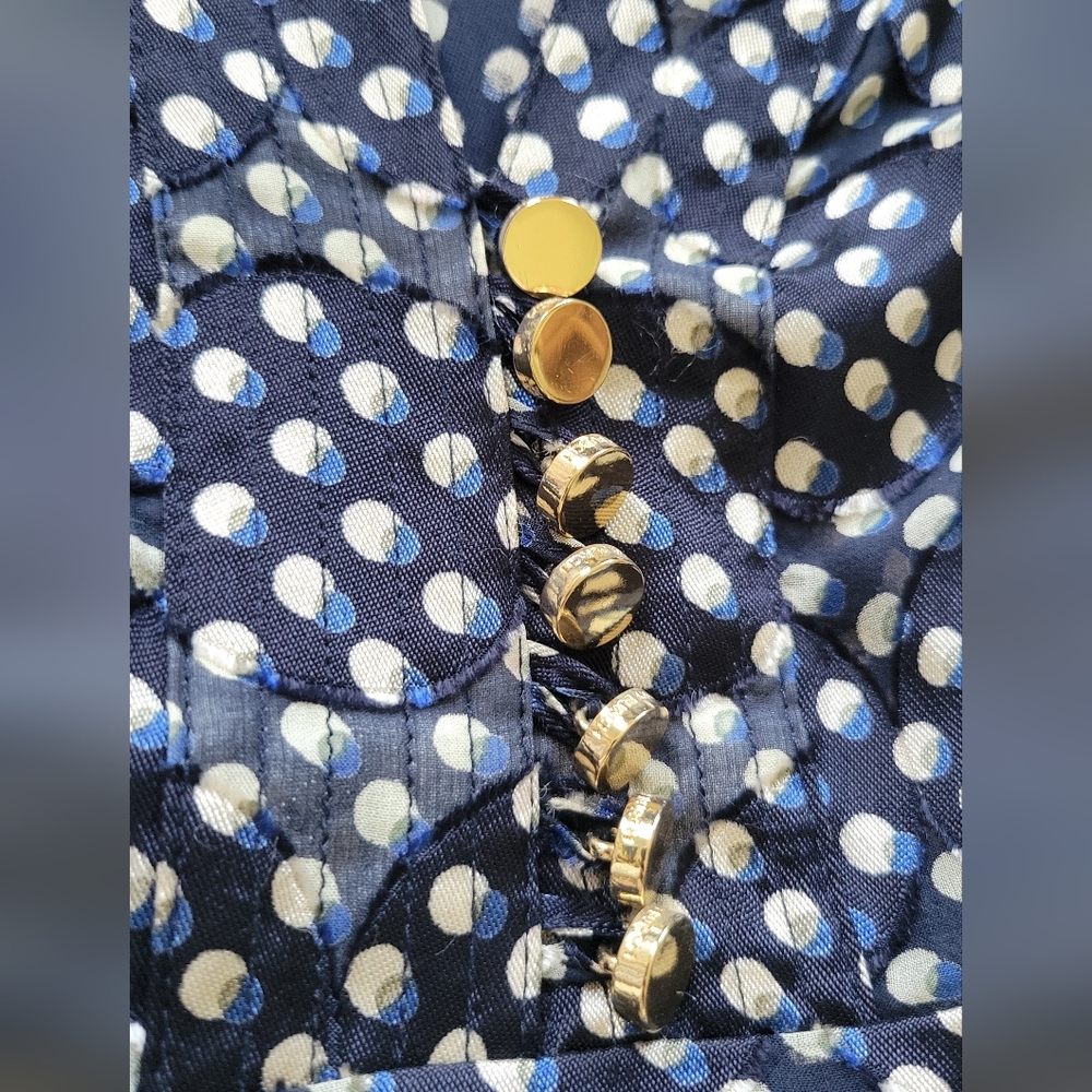 Tory Burch Navy Polka Dot Silk Dress - Picture 3 of 12